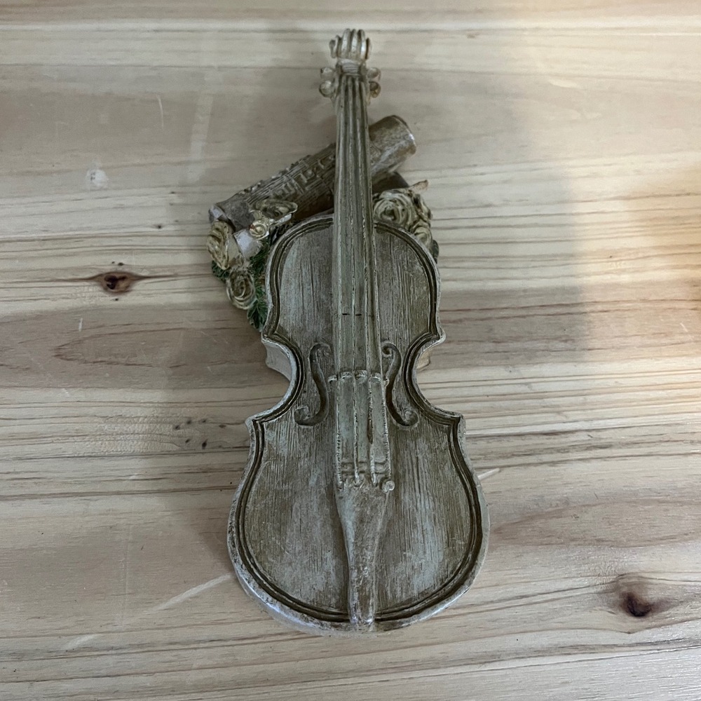 Vintage 1994 Figi Graphics Resin Violin Trinket‎ Box Musical Decor BX-SM-101